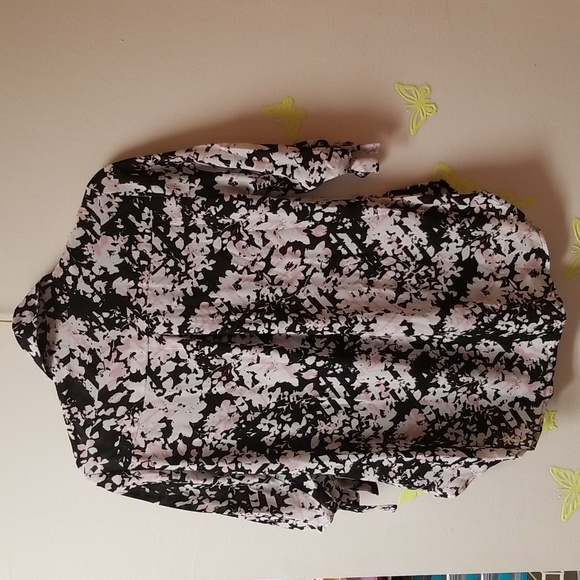 Express Floral Black Pink Convertible Tie Portofino Shirt Small New - Picture 5 of 6